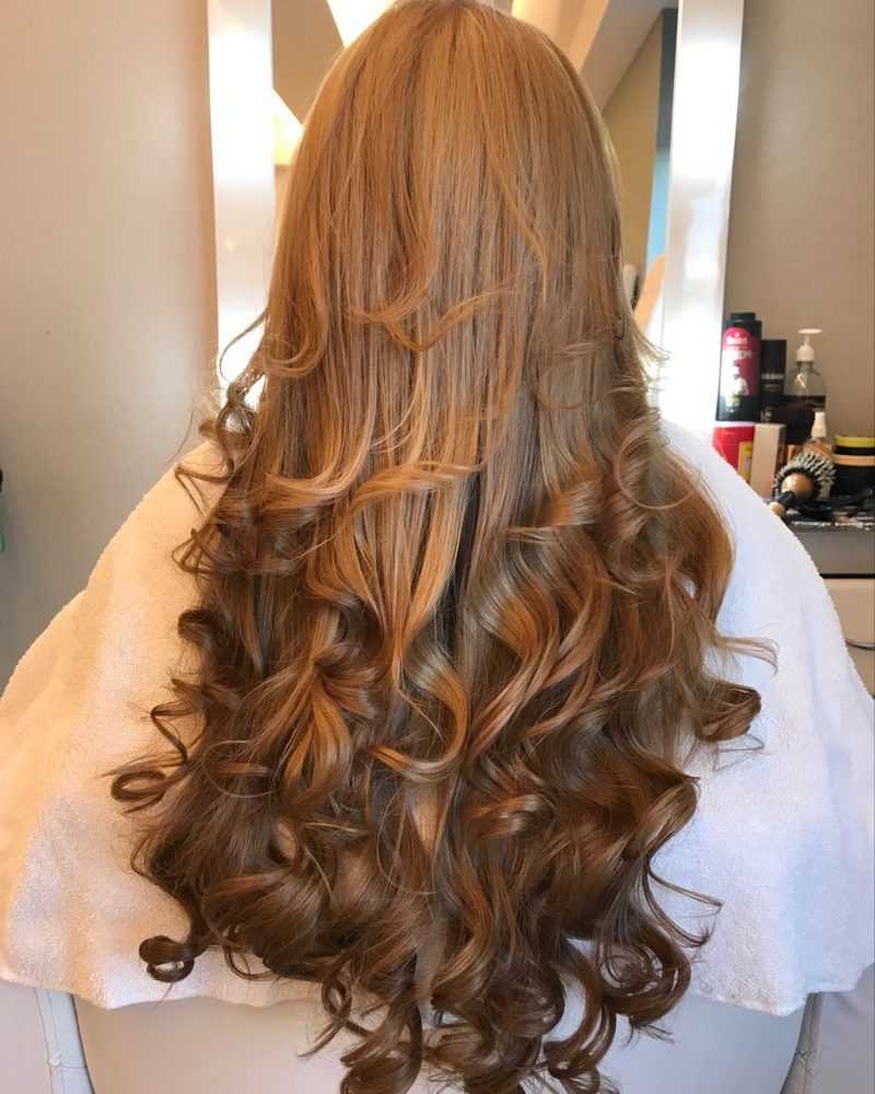 Long copper color with curls
