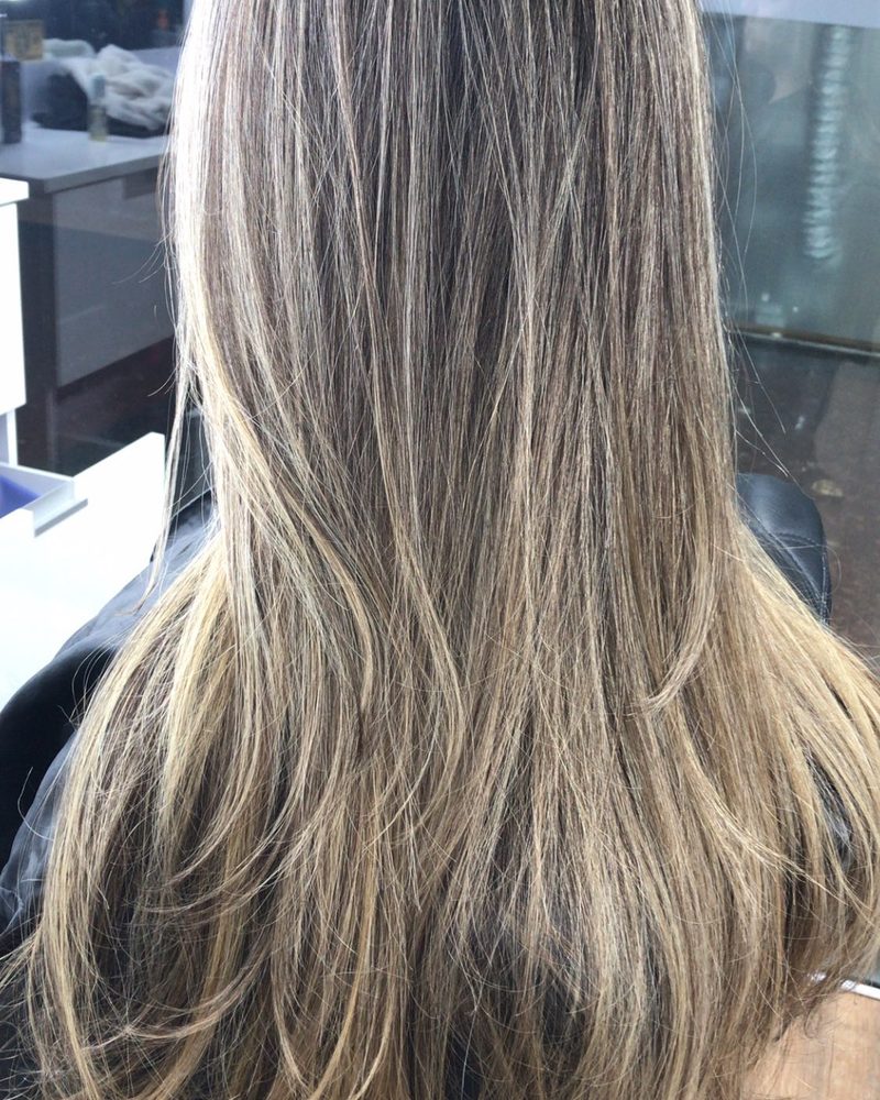 Long hair with fine blonde highlights